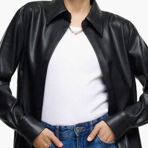 Black Lambskin Leather Shirt/Jacket fitted shacket by Wilson Leather